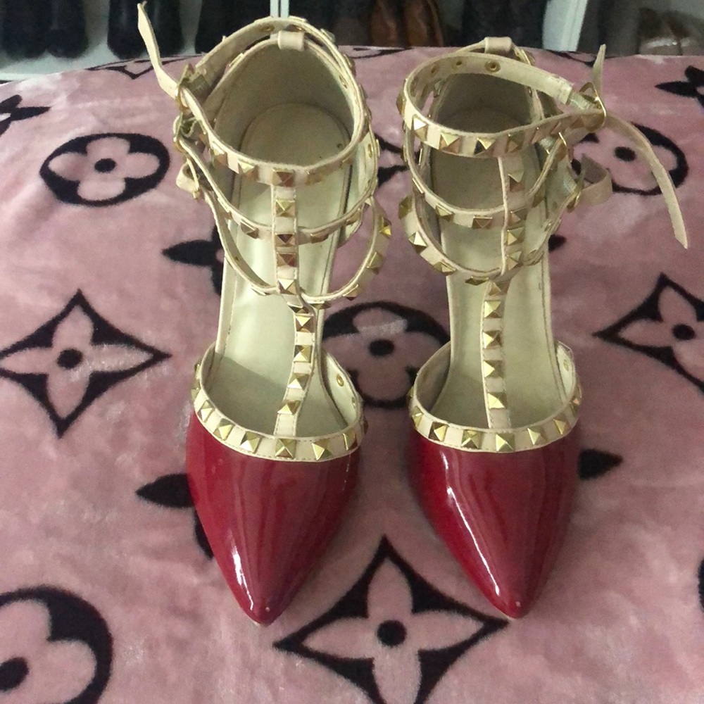 Studded red shoes